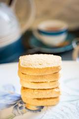Fototapeta na wymiar Shortbread with Lemon and Vanilla Beans for Afternoon Tea