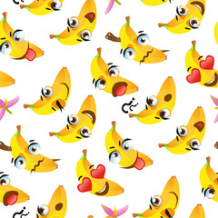 Fototapeta premium Cute seamless pattern with cartoon emoji fruits