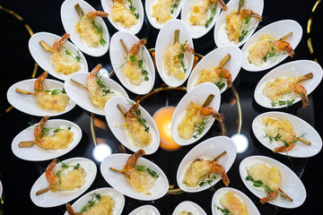 A bunch of food on a plate on a table