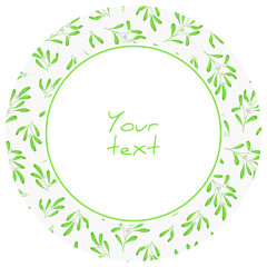 Round frame with white mistletoe; for greeting cards, invitations, wedding cards, posters, banners, web design.