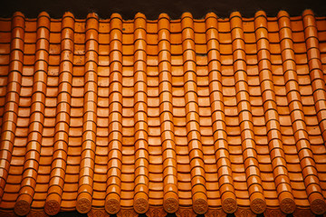 Ancient traditional Chinese tiled temple roof. Pattern of Chinese style roof tiles.