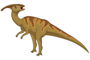 Cute cartoon dinosaur parasaurolophus character illustration