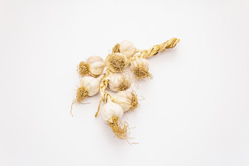 Ripe garlic heads isolated on white background