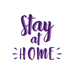 Stay home concept, purple Lettering typography, colorful design
