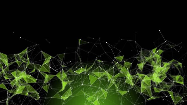 Futuristic plexus eco animation with glowing triangles in slow motion, 4096x2304 loop 4K