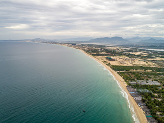 Cam Ranh Bay, Khanh Hoa, Vietnam. View from Cu Hin mountain pass, connecting Nha Trang city with Cam Ranh International Airport. An ideal spot to enjoy the landscape of the sea and the mountain