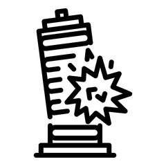 Demolition wrecking building icon. Outline demolition wrecking building vector icon for web design isolated on white background