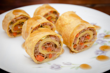 roll egg and pork dessert