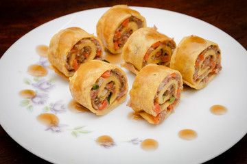 roll egg and pork dessert