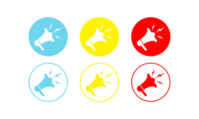 Megaphone or loudspeaker icons set in modern colour design concept on isolated white background. EPS 10 vector.