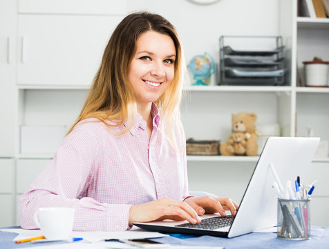 Woman worker working effectively on project