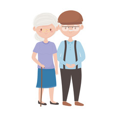 Isolated grandmother and grandfather avatar vector design