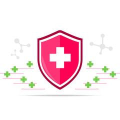 Vector icon of the immune system. immune system. Protection of health bacterial viruses. Prevention of human germs medically.