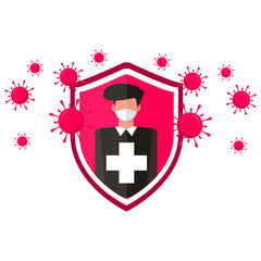 Vector icon of the immune system. immune system. Protection of health bacterial viruses. Prevention of human germs medically.