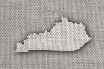 Karte von Kentucky auf altem Leinen