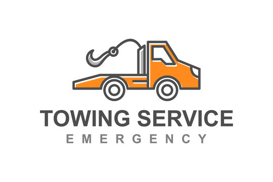 Tow truck service, transportation design logo.