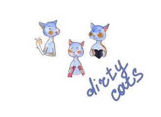 
Funny blue cats as in a cartoon. can be used in printed materials, calendars, postcards, printing on fabric, t-shirt