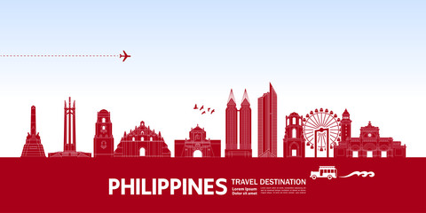 Obraz premium Philippines travel destination grand vector illustration. 
