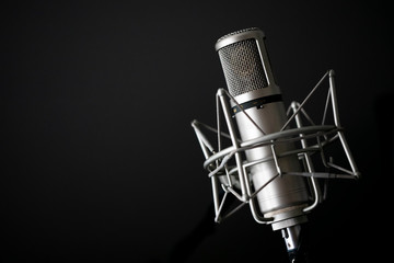 Studio microphone professional on dark background