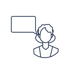 female doctor with speech bubble, medical staff, line style icon