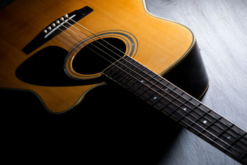 Obraz na płótnie Canvas Acoustic guitar closeup