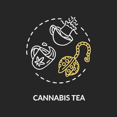 Cannabis tea chalk RGB color concept icon