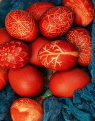 Obraz na płótnie Canvas painted easter eggs with ukrainian ornaments