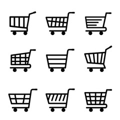 Set of Shopping Cart Flat Icon. Vector illustration