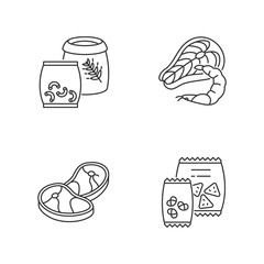Food store categories pixel perfect linear icons set