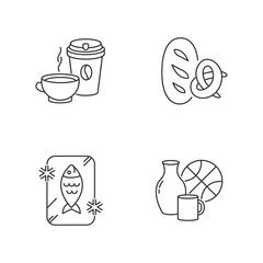 Foods and goods pixel perfect linear icons set