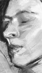female portrait, pencil drawing illustration, sketch