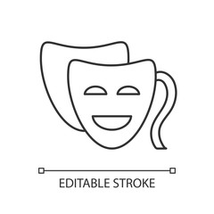 Comedy pixel perfect linear icon. Thin line customizable illustration