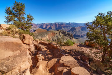 hiking the south kaibab trail in grand canyon national park, arizona, usa