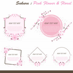 Sakura Pink Flower And Floral Banner Art - Vector