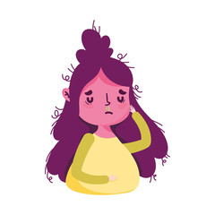 Isolated woman with cold and fever vector design