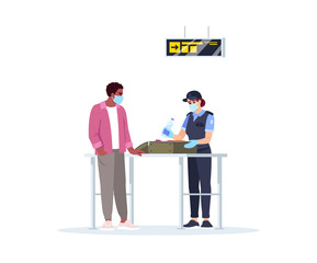 Baggage claim check semi flat RGB color vector illustration