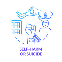 Self-harm and self-murder, injury concept icon