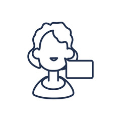 woman with speech bubble , line style icon