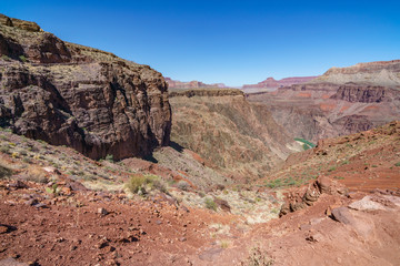 hiking the south kaibab trail in grand canyon national park, arizona, usa