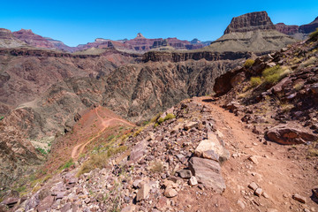 hiking the south kaibab trail in grand canyon national park, arizona, usa