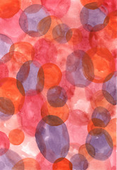 Watercolor illustration abstract background red and pink circles
