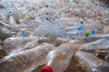 waste plastic bottles and other types of plastic waste,   environmental protection world recycle concept.