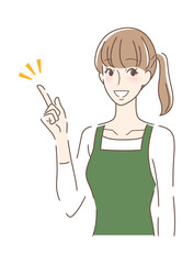 笑顔で指をさす女性