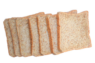 Sliced Whole Wheat Bread isolated on white background.