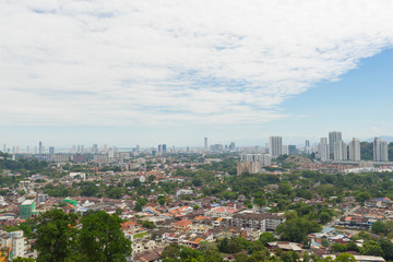 Fototapeta na wymiar Panoramic view of Georgetown from territory of Kek Lok Si temple in Penang Island, Malaysia.