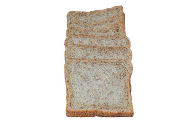 Sliced Whole Wheat Bread isolated on white background.