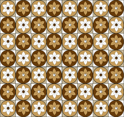 flower in the circle brown batik