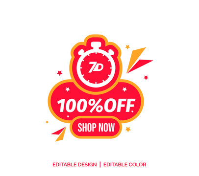 Sale of special offers. Discount with the price is 7D and 35 off . An ad with a red tag for an advertising campaign at retail on the day of purchase. vector illustration
