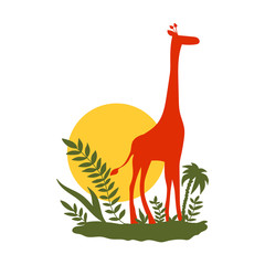 Funny illustration of giraffe silhouette