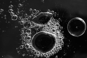 black and white abstract background with bubbles